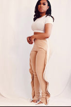 Load image into Gallery viewer, Side Ruffle Khaki Track pants