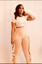 Load image into Gallery viewer, Side Ruffle Khaki Track pants