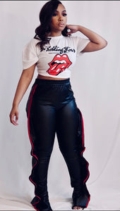 Wing Styled  Track Pant (faux leather)
