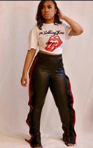 Wing Styled  Track Pant (faux leather)