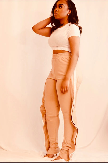 Side Ruffle Khaki Track pants