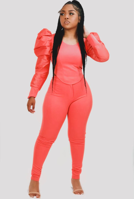 Puff Sleeve Tangerine Pant Set
