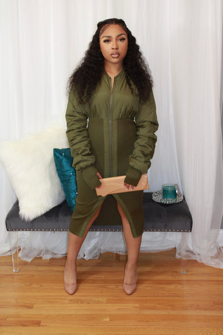 Olive Green Sweater Dress