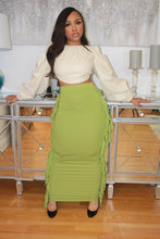 Load image into Gallery viewer, Wild Side Fringe Skirt (Key Lime)