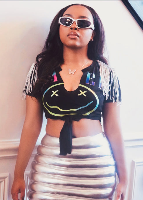 Smiley Face Fringe Crop Top