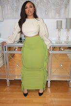 Load image into Gallery viewer, Wild Side Fringe Skirt (Key Lime)