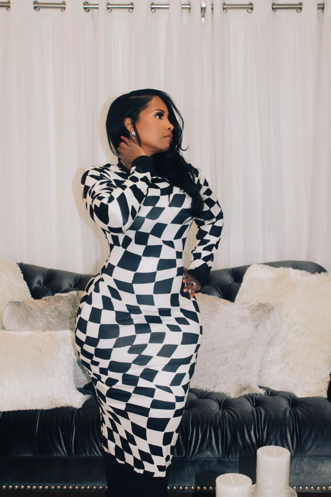 Checkered Midi Dress