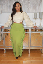 Load image into Gallery viewer, Wild Side Fringe Skirt (Key Lime)