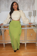 Load image into Gallery viewer, Wild Side Fringe Skirt (Key Lime)