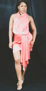 Champagne Dinner Crowl Neck Mini Dress