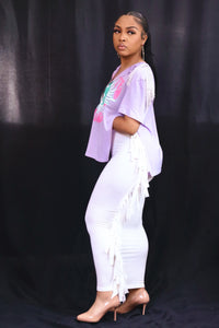 Wild Side Fringe Skirt (White)