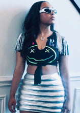 Load image into Gallery viewer, Smiley Face Fringe Crop Top