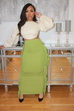 Load image into Gallery viewer, Wild Side Fringe Skirt (Key Lime)