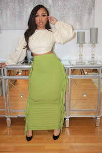 Wild Side Fringe Skirt (Key Lime)