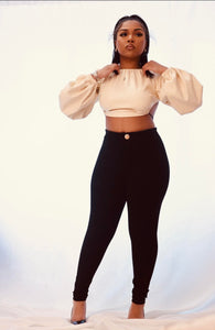 Carmelita Crop Top (Faux Leather) Beige
