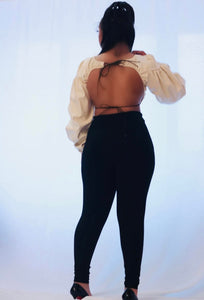 Carmelita Crop Top (Faux Leather) Beige
